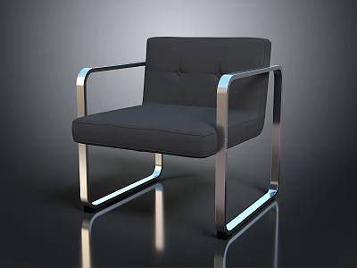 Modern Black Fabric Chair With Metal Frame And Armrests For Living Room 3d model