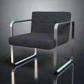 Modern Black Fabric Chair With Metal Frame And Armrests For Living Room