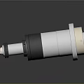 Industrial Cylindrical Metal Component With Silver Flange And Black Rubber Section