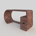 Modern Wooden Desk With Curved Structure And Functional Drawer Storage Design