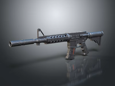 Modern Black Tactical Rifle With Ventilated Barrel Ergonomic Grip And Stock 3d model