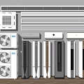 Various Air Conditioner Fan Designs Featuring Wall Mounted Standing And Tower Units 3d model