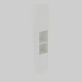 Modern White Bathroom Vanity With Functional Open Shelves And Storage