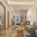 Cozy Double Bed Bedroom Interior With Wooden Furniture And Soft Pillows And Wall Art
