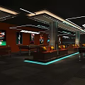 Modern Billiard Room Interior With Multiple Pool Tables And Comfortable Seating Area