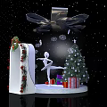 Christmas Snow Globe With Tree Gifts Figurine Wreath And Snowflakes