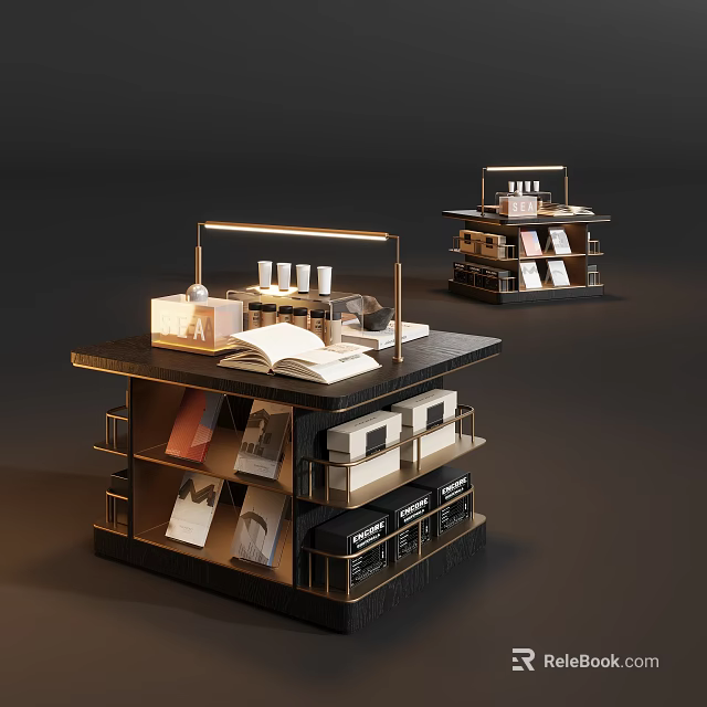 Luxury Black Gold Modern Flower Stand With Multi Layer Storage Shelves For Home Decoration 3d model 