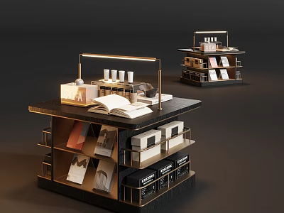 Luxury Black Gold Modern Flower Stand With Multi Layer Storage Shelves For Home Decoration 3d model