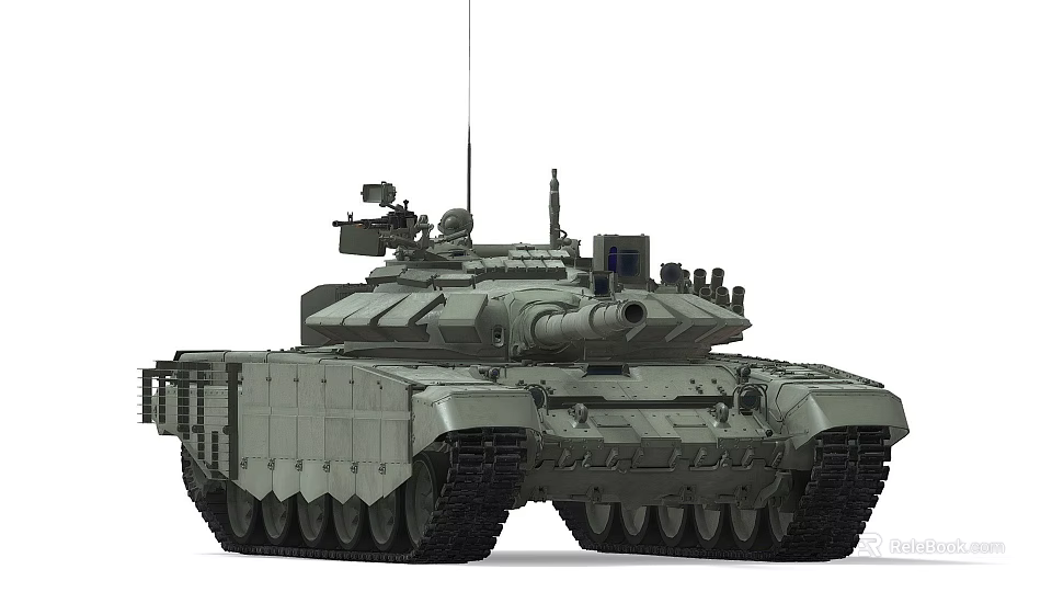 Modern Military Main Battle Tank With Turret Main Gun Tracks And Armor Plating 3d model 