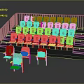 Red Modern Staircase Style Public Chairs with Metal Railings and Tiered Seating