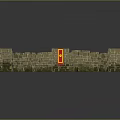 Circular Ancient City Wall Brick Structure With Battlements Red Flags And Yellow Emblems