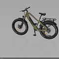BETTERON Beige Electric Mountain Bicycle With Green Seat Rear Rack Large Tires And Reflective Strips