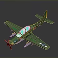 Detailed Green Aircraft Model with Propeller and Star Emblem in Aerospace Collection