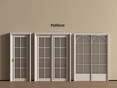 Poliform Sliding Doors Different Styles With Glass Panels And White Frames For Interior 3d model