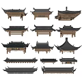 Building structure eaves ancient building door head eaves eaves line roof tile pavilion 3d model