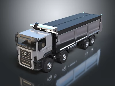 Modern Volkswagen Silver Black Dump Truck With Reflective Surface And Wheels 3d model