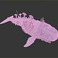 Futuristic Whale Shaped Water Vehicle With Mechanical Components And Metallic Texture