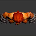 3D Fire Elemental Warrior Creature With Muscular Build Red Orange Flames And Metal Gauntlets