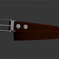 Polished Brown Leather Belt With Metal Buckle And Red Stitching Design