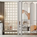 Modern partition glass wall porch partition screen 3d model