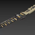Tactical Serrated Knife With Beige Non Slip Handle And Black Blade Design
