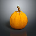 Fresh Orange Pumpkin On Dark Background With Shiny Surface Reflection