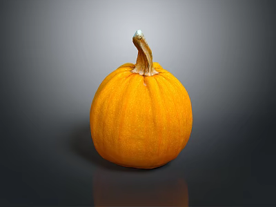Fresh Orange Pumpkin On Dark Background With Shiny Surface Reflection 3d model