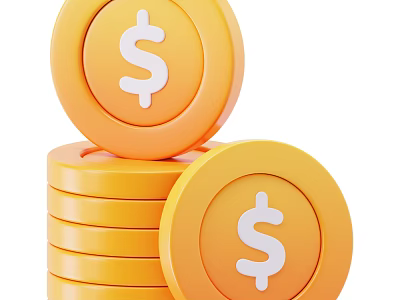 Decorative Ornament Set with Stacked Yellow Coins and Dollar Signs Design for Home Decor 3d model