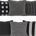 Black and White Patterned Decorative Pillows with Checkerboard Polka Dot and Striped Designs