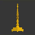 Golden Menorah With Intricate Design And Decorative Base On Black Background
