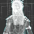 Woman With Spiked Headdress Green Gemstone Long White Hair And Elaborate Outfit
