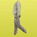 Gray Sweat Suit Front And Back Views With Pants Featuring Brown Pockets 3d model