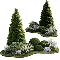 Lush Varied Shrubs In Garden Landscaping With Green Plants And Decorative Stones