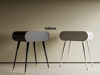 Poliform Modern Speaker Systems With Black And White Three Legs Mesh Grille Design 3d model