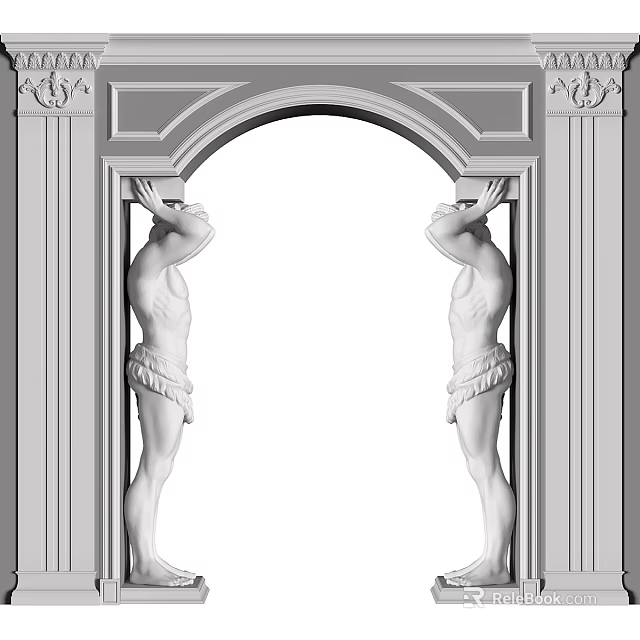 Classical Archway Design With Male Statues Supporting Ornate Decorative Elements 3d model 