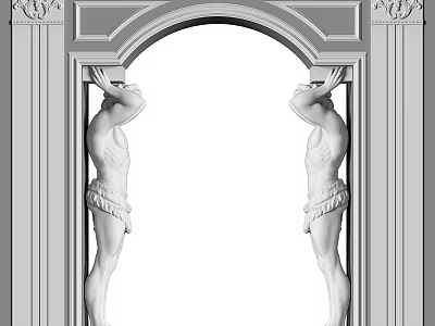 Classical Archway Design With Male Statues Supporting Ornate Decorative Elements 3d model
