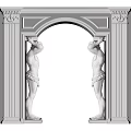 Classical Archway Design With Male Statues Supporting Ornate Decorative Elements