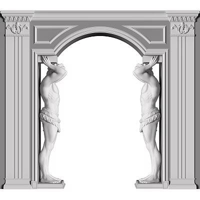Classical Archway Design With Male Statues Supporting Ornate Decorative Elements 3d model