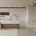 Modern Open Concept Kitchen Interior Design With Island Counter And Cabinets 3d model