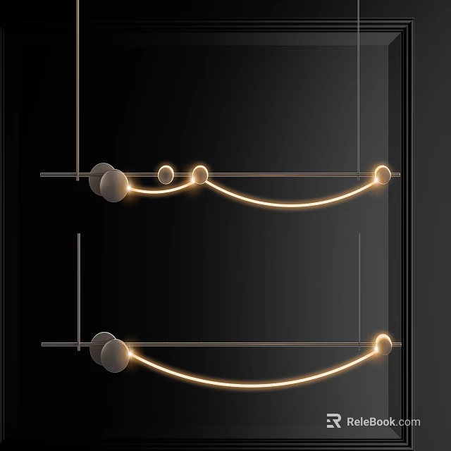 Modern Curved Chandelier With Glowing LED Lights And Metal Frame For Interior Decoration 3d model 