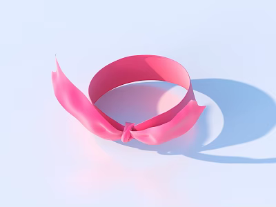 Stylish Pink Headband With Bow Detail On Light Blue Background 3d model