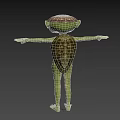 Game Movie Character With Green Skin Large Eyes Standing Arms Outstretched 3d model