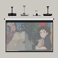 Wall Mounted Projection Monitoring System With Multiple Projectors And Projection Screen