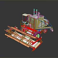 Red And White Industrial Combine Harvester With Operator Cabin Yellow Wheels Reaping Mechanism