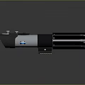 Futuristic Sci Fi Weapon With Metallic Black Silver Design Blue Accents And Reflective Surface