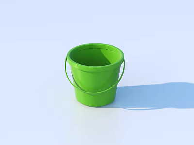 Green Small Bucket With Handle For Daily Household Use On White Background 3d model