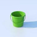 Green Small Bucket With Handle For Daily Household Use On White Background