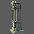 Classical Stone Column With Ornate Base Textured Surface And Architectural Details 3d model