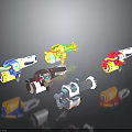 Colorful Cartoon Style Toy Guns With Different Designs For Kids Playtime