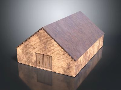 Rustic Wooden Barn Exterior Design With Brown Roof And Wooden Door 3d model
